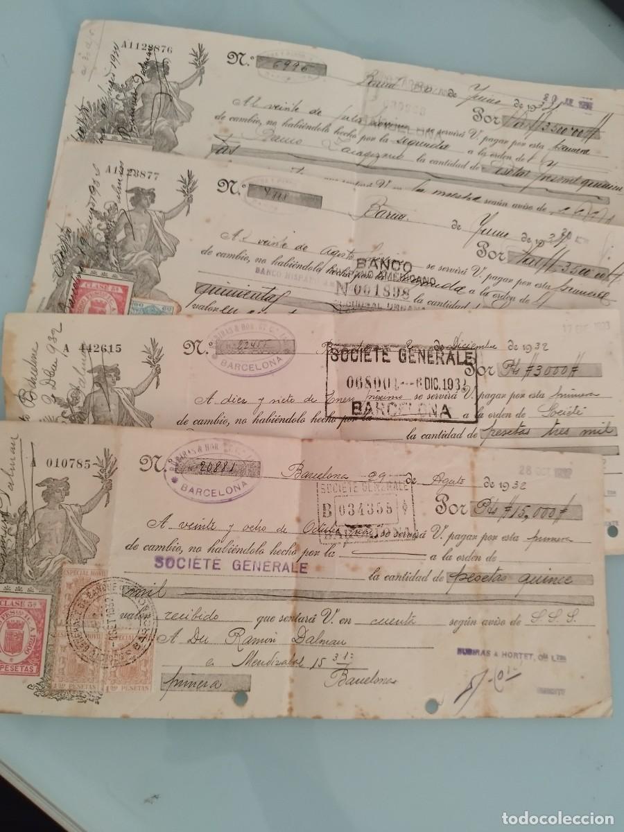 Documentos bancarios: 4 letras de cambio emitidas en Barcelona entre 1932 y 1933.