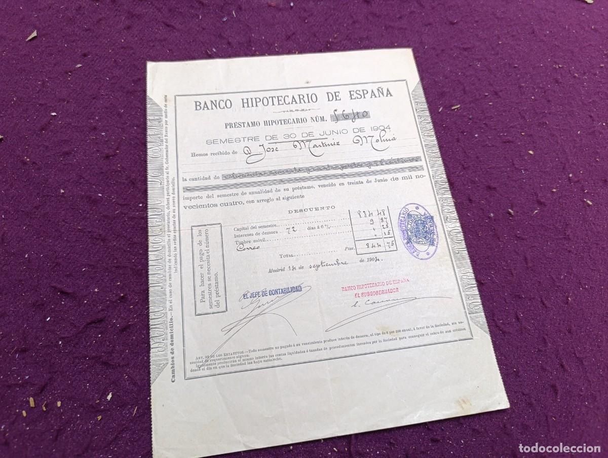 Documentos bancarios: Antiguo Documento, Recibo de Amortizaci&oacute;n, 1904, Madrid