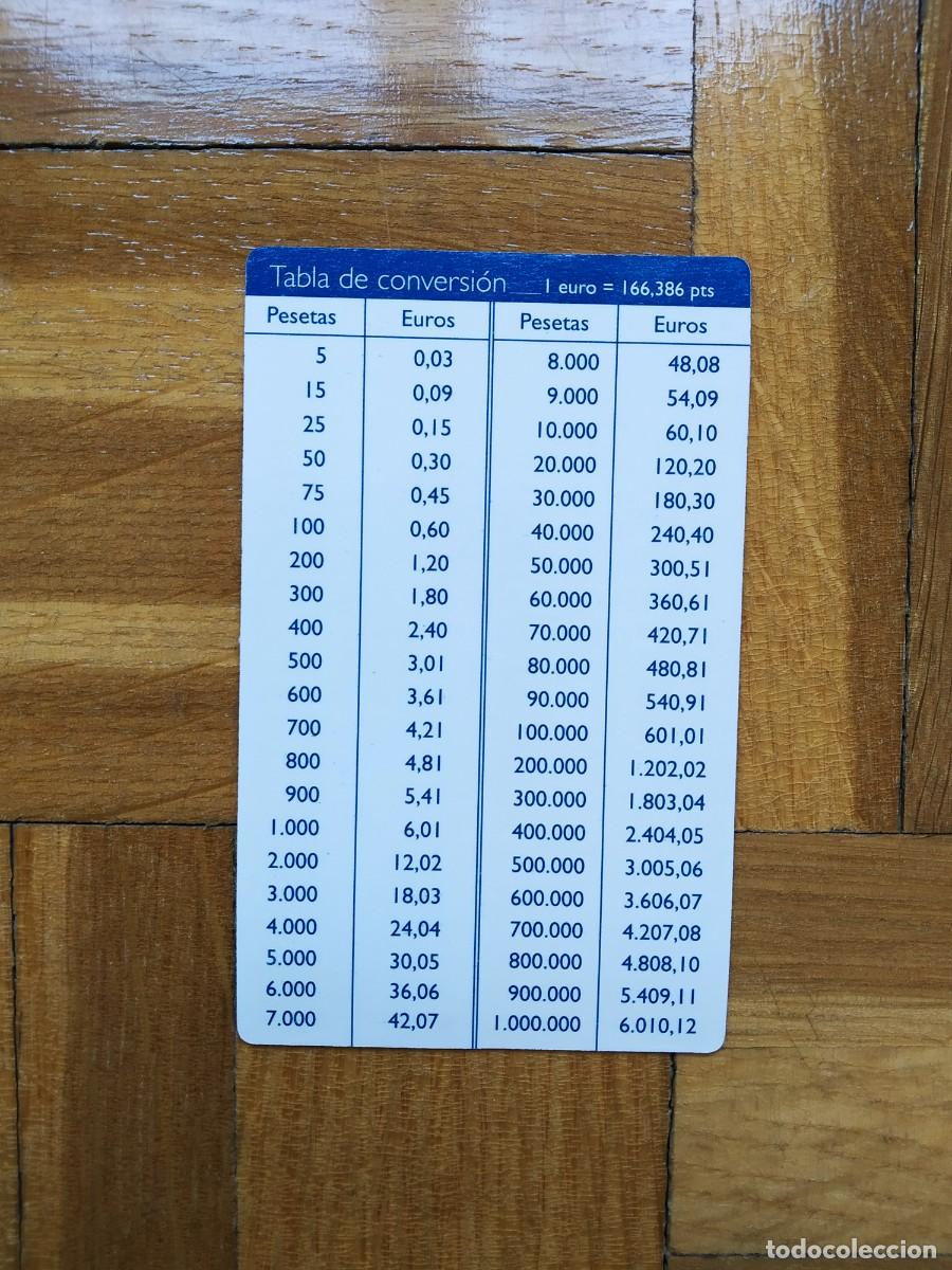 Documentos bancarios: TARJETA TABLA DE CONVERSION DE PESETAS A EUROS PUBLICIDAD ASISA VER FOTOS