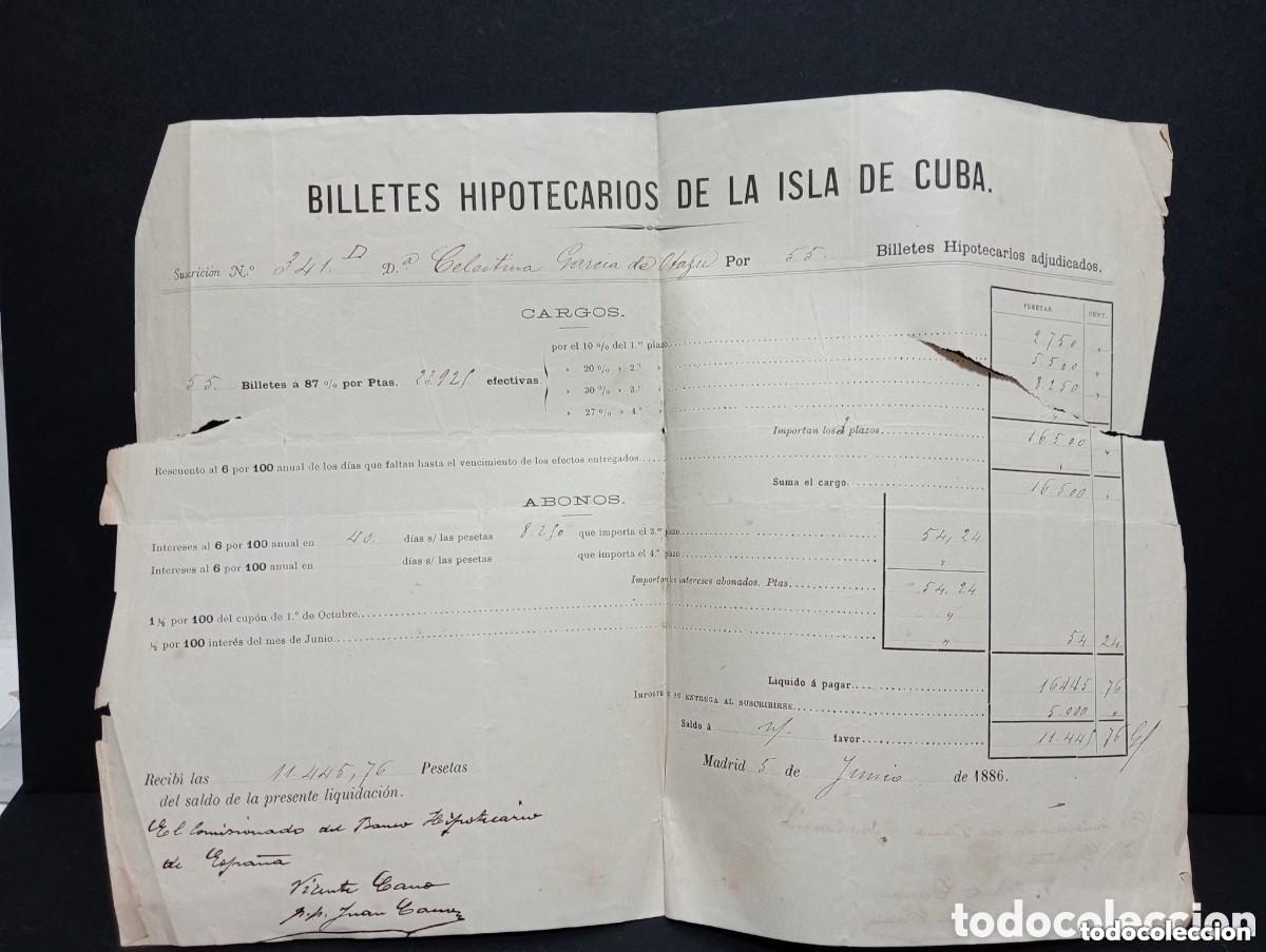 Documentos bancarios: BILLETES HIPOTECARIOS DE LA ISLA DE CUBA. MADRID A&Ntilde;O 1886 - Foto 1