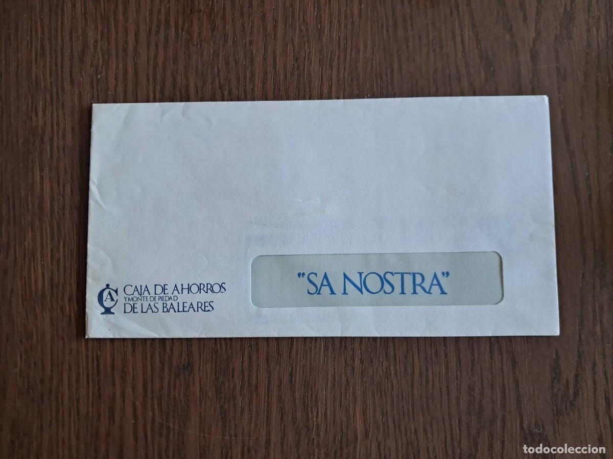 Documentos bancarios: sobre bancario, carta vac&iacute;a de publicidad, caja de ahorros y monte de piedad de Baleares,Sa Nostra