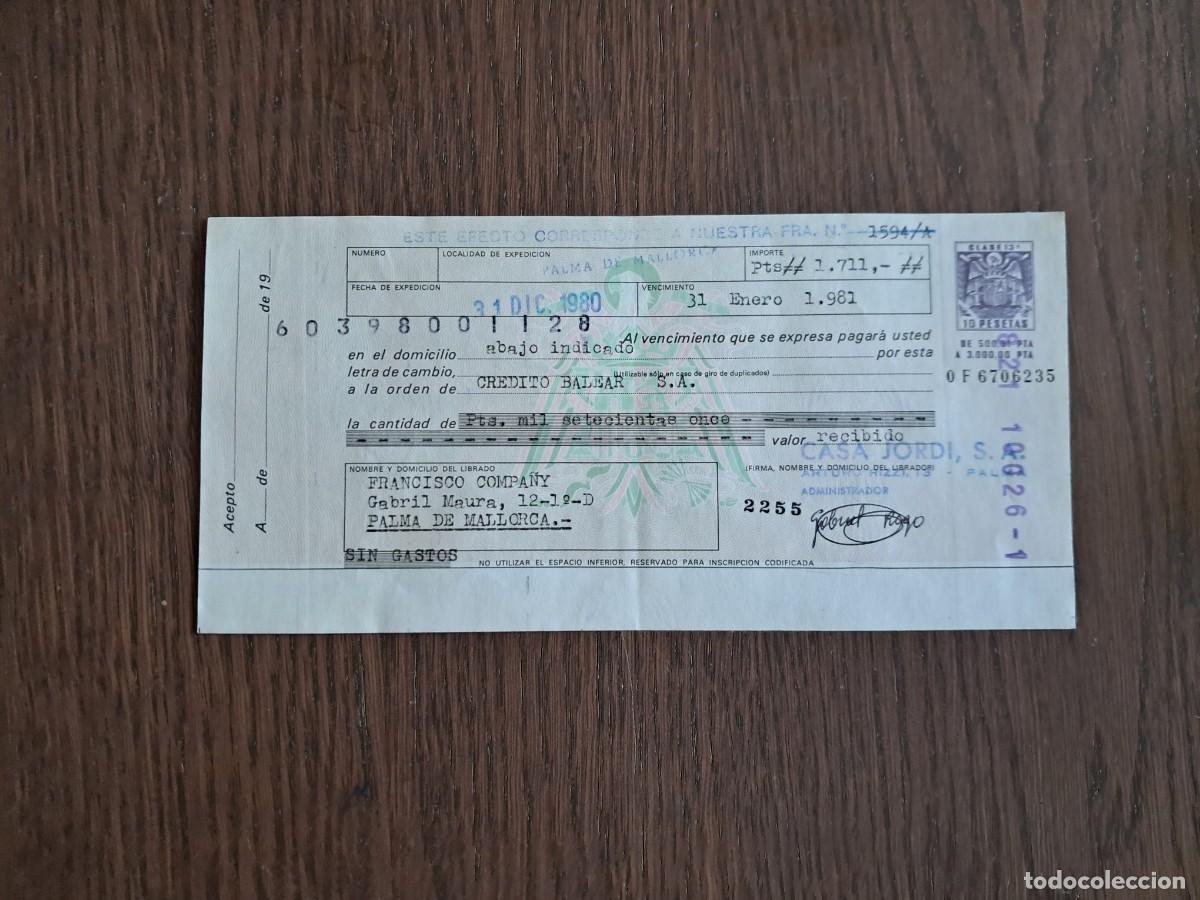 Documentos bancarios: letra de cambio, clase 13, 10 pesetas. usada, a&ntilde;os 80