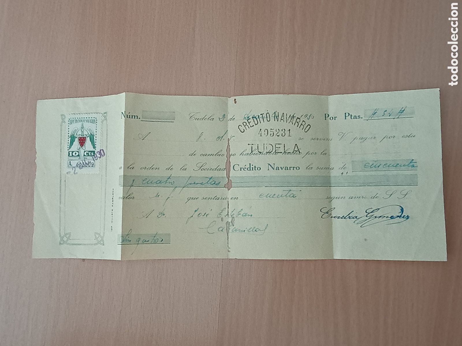Documentos bancarios: ESPA&Ntilde;A 1930 - LETRA DE CAMBIO - CR&Eacute;DITO NAVARRO, TUDELA