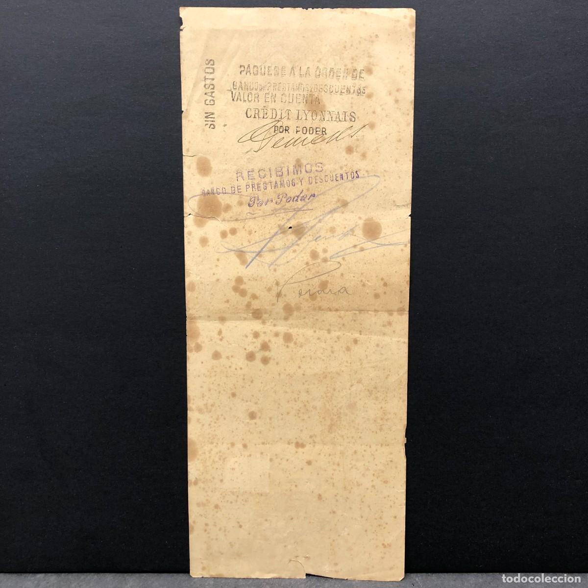 Documentos bancarios: CHEQUE - IGUALADA - CR&Eacute;DIT LYONNAIS - 1928 - RAR&Iacute;SIMO DOCUMENTO / 24 - Foto 2