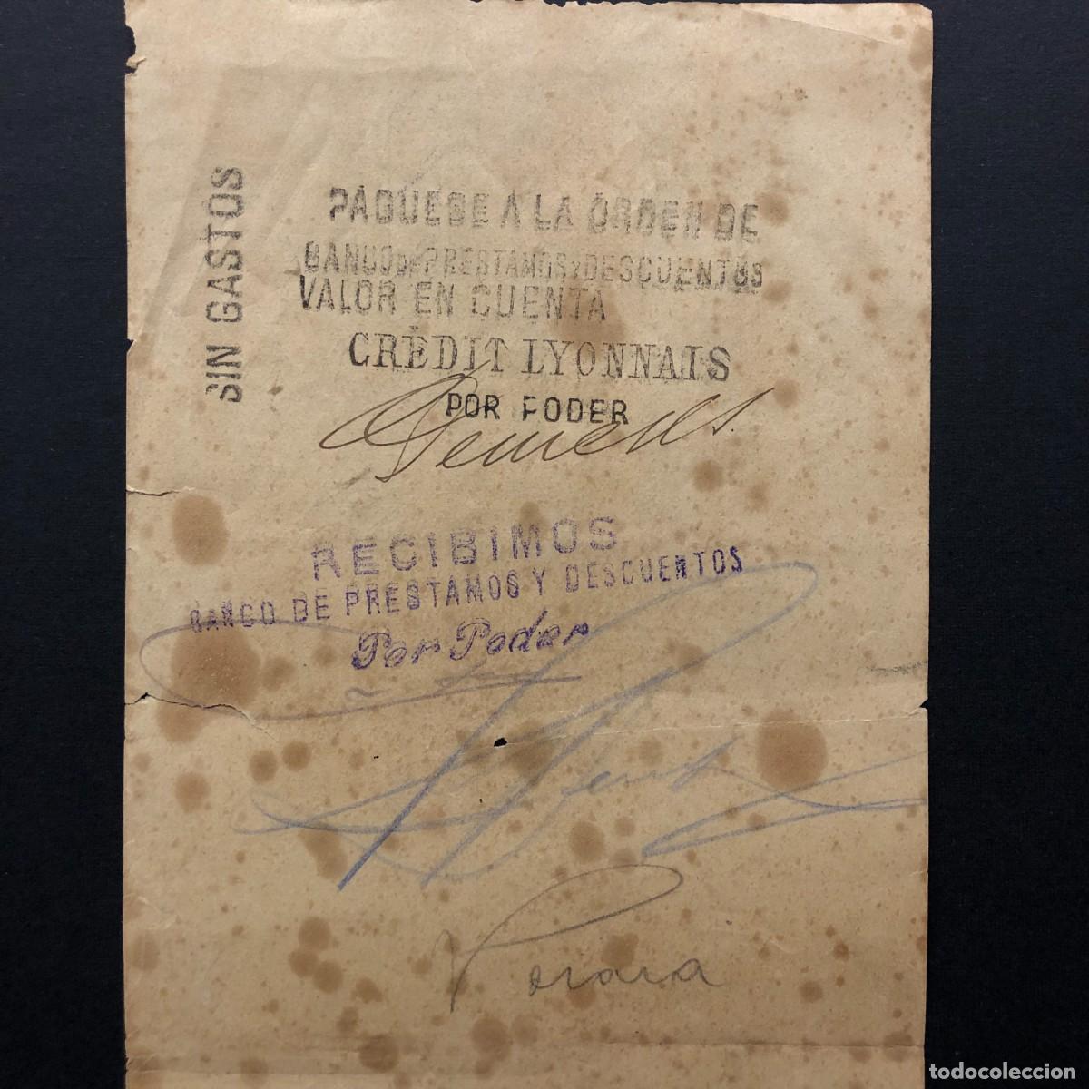 Documentos bancarios: CHEQUE - IGUALADA - CR&Eacute;DIT LYONNAIS - 1928 - RAR&Iacute;SIMO DOCUMENTO / 24 - Foto 3