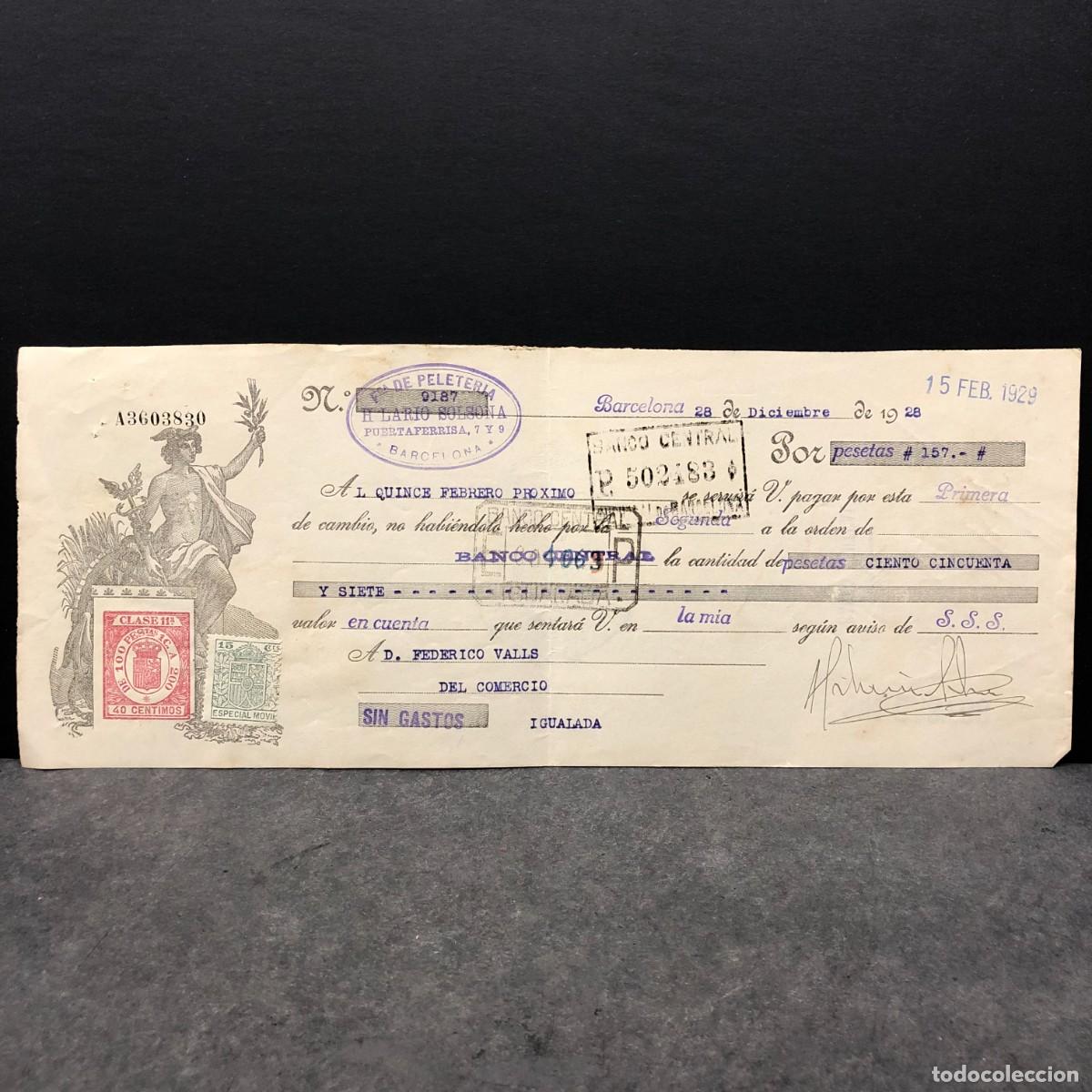 Documentos bancarios: CHEQUE - IGUALADA - CR&Eacute;DIT LYONNAIS - 1928 - RAR&Iacute;SIMO DOCUMENTO / 25