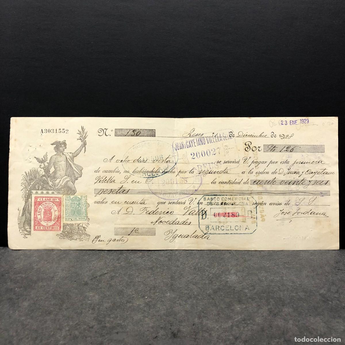 Documentos bancarios: CHEQUE - IGUALADA - CR&Eacute;DIT LYONNAIS - 1928 - RAR&Iacute;SIMO DOCUMENTO / 27