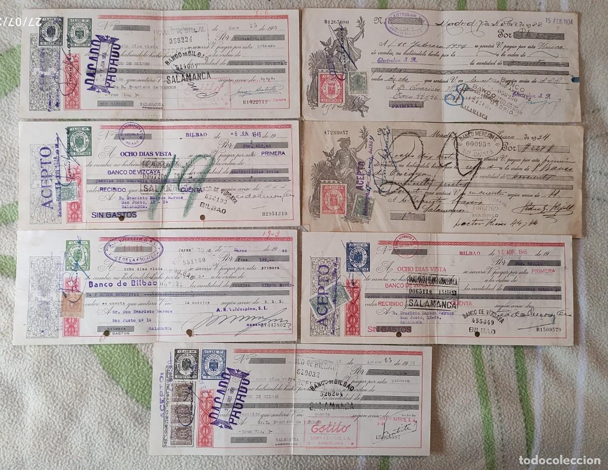 Documentos bancarios: PAGARES (7) 1933, 1934, 1946, 1955 - BANCOS (VIZCAYA, BB, HISPANO AMERICANO Y MERCANTIL)