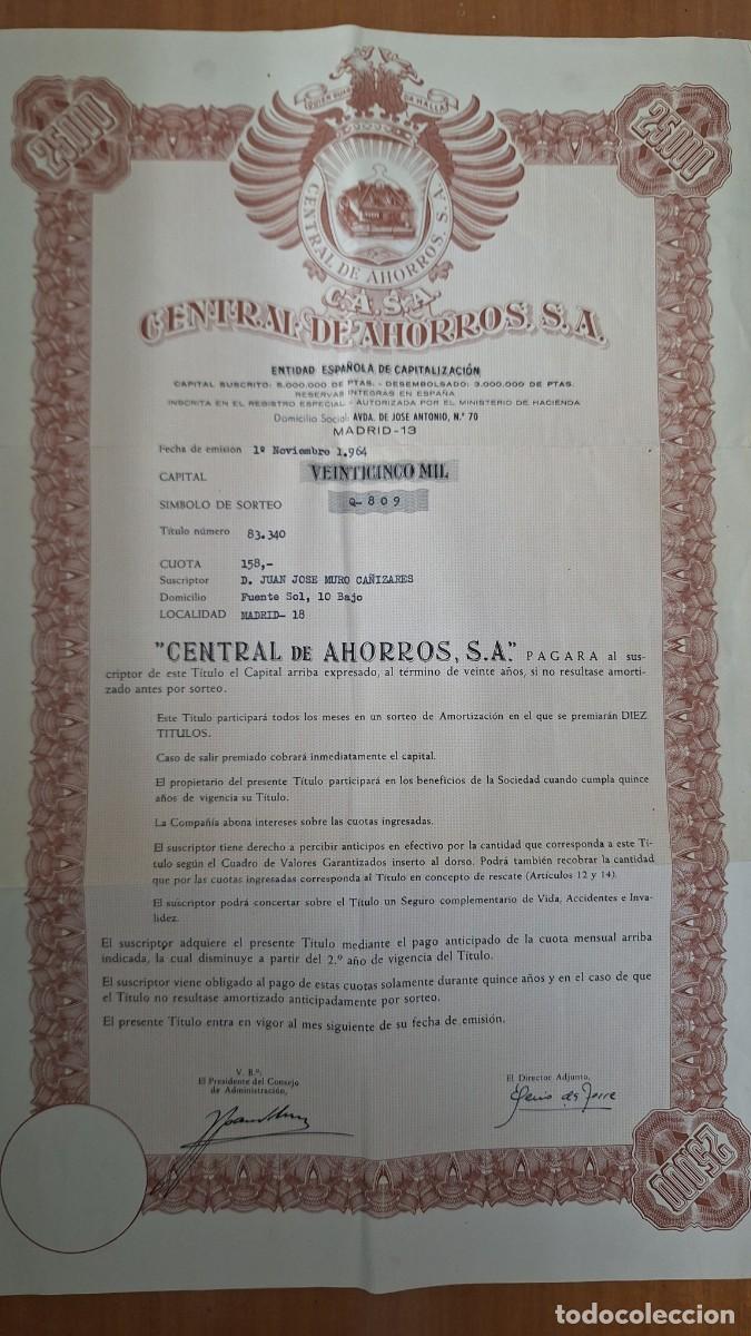 Documentos bancarios: Titulo de ahorro 1964