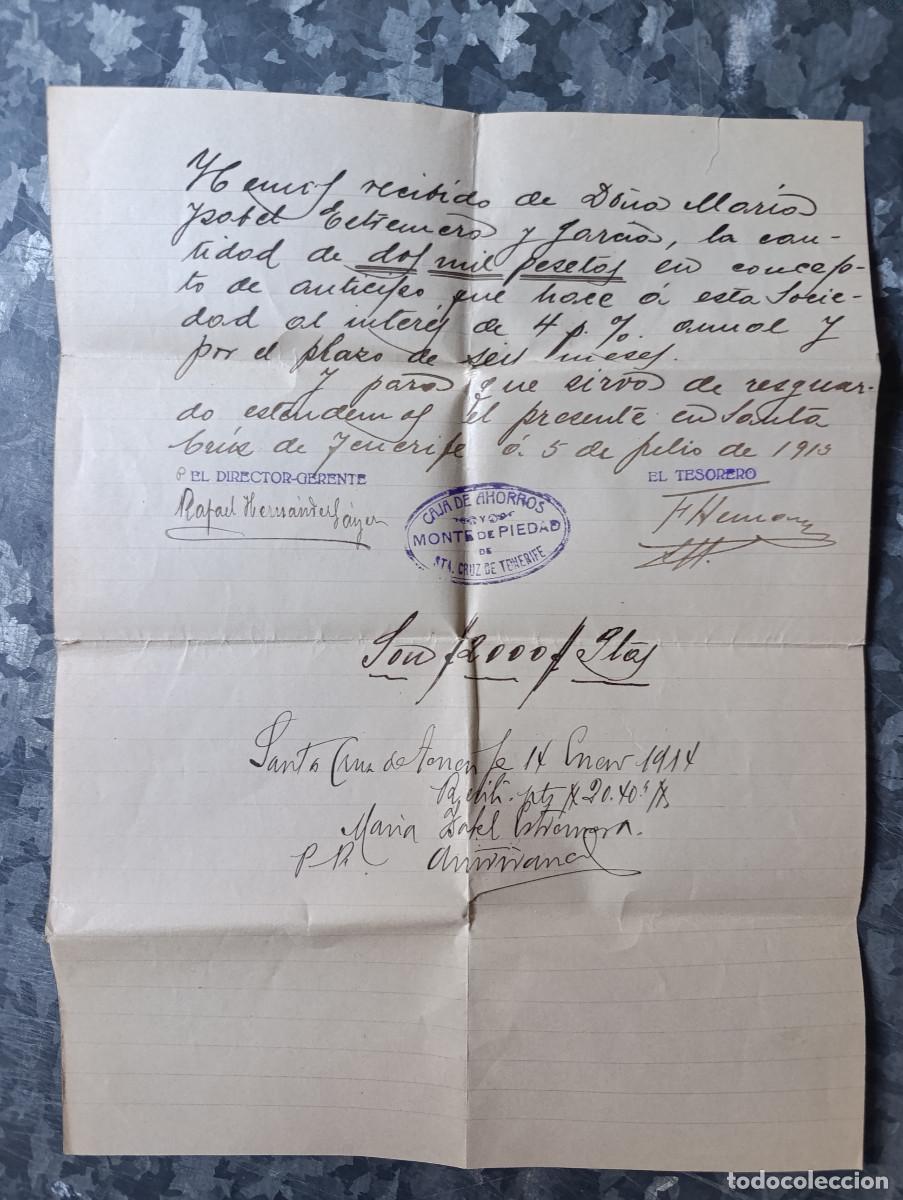 Documentos bancarios: RESGUARDO DEP&Oacute;SITO CAJA DE AHORROS Y MONTE PIEDAD DE MARIA ISABEL ESTREMERA Y GARCIA. 05/07/1914. A1