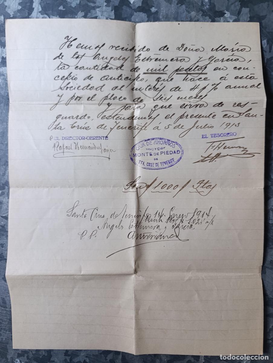 Documentos bancarios: RESGUARDO DEP&Oacute;SITO CAJA AHORROS Y MONTE PIEDAD-MARIA DE LOS ANGELES ESTREMERA GARCIA. 05/07/1914. A1