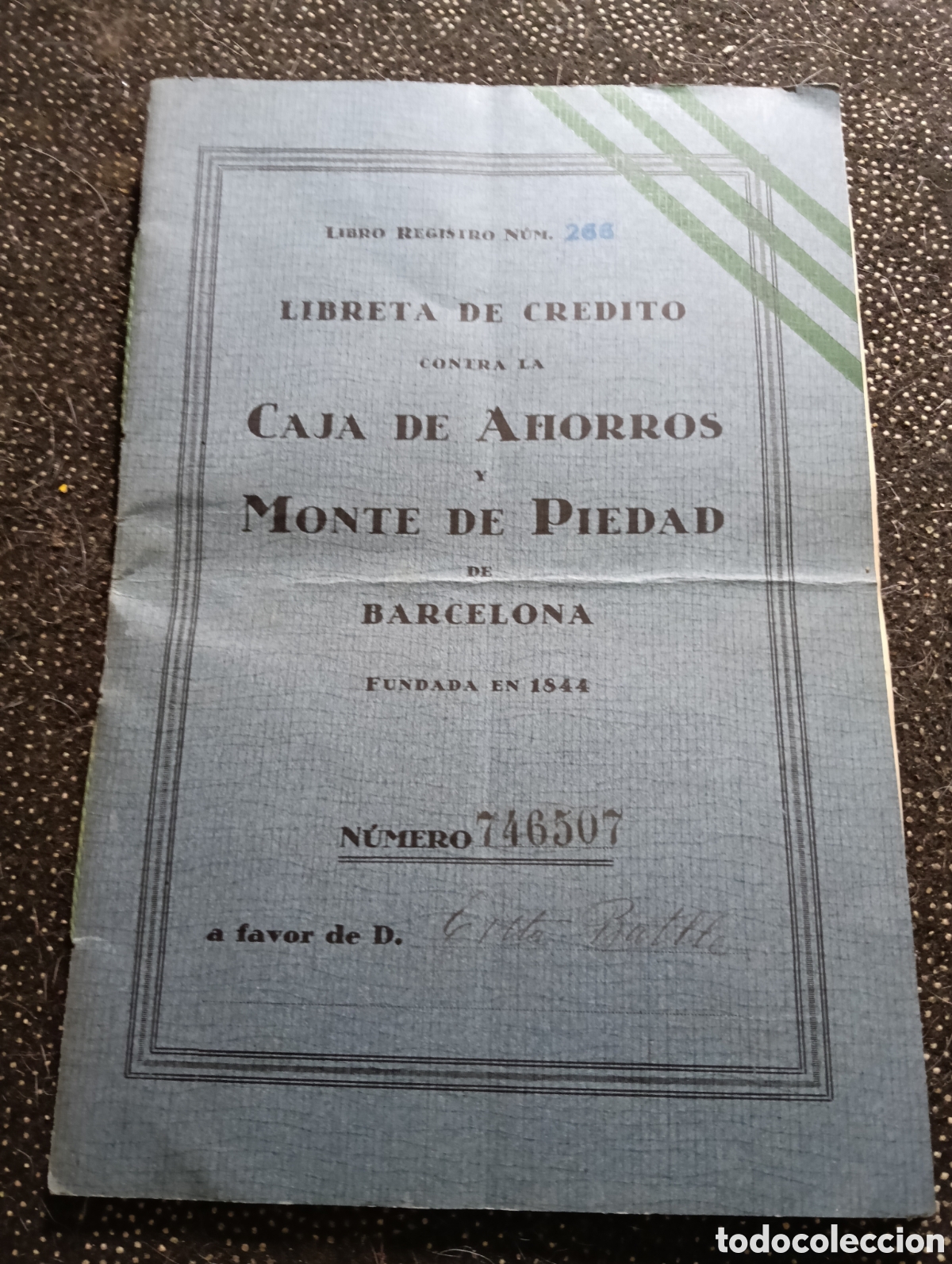 Documentos bancarios: Libreta de cr&eacute;dito Monte de Piedad 1930 gran formato.
