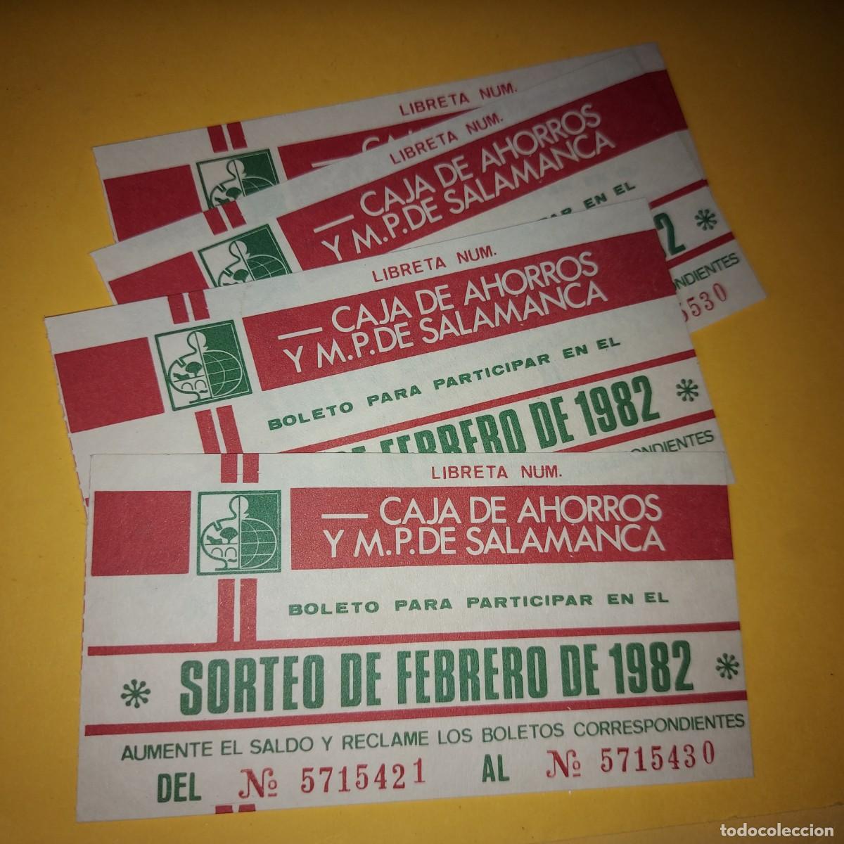 Documentos bancarios: CAJA DE AHORROS Y MONTE DE PIEDAD DE SALAMANCA .PAPELETAS SORTEO, 1982