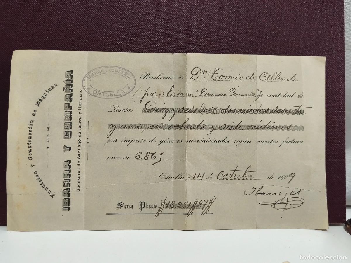 Bank Documents: FUNDICI&Oacute;N Y CONSTRUCCION DE MAQUINAS DE IBARRA Y COMPA&Ntilde;IA. ANTIGUO RECIBI. ORTUELLA 1909.