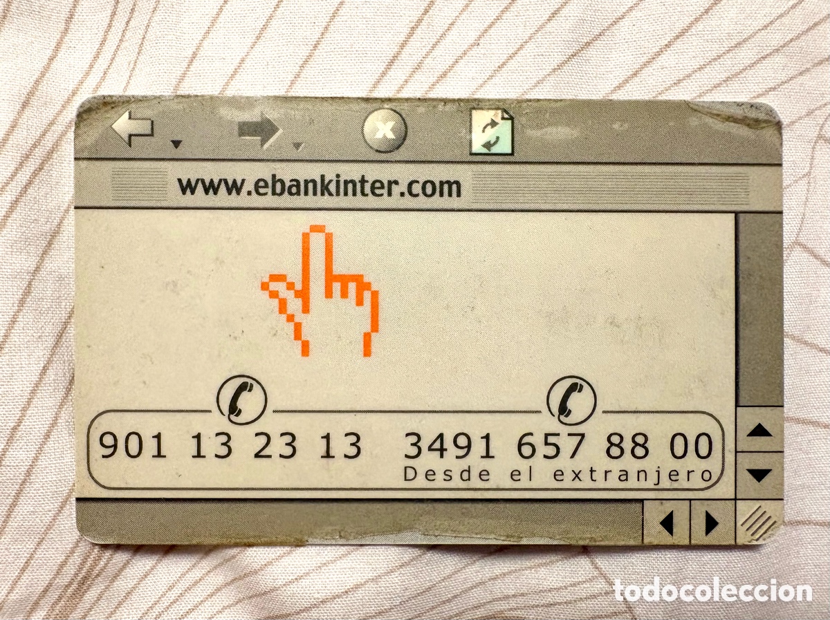 Documentos bancarios: Tarjeta Coordenadas eBankinter Vintage (A&ntilde;o 2000) - Dise&ntilde;o Navegador Web Retro - Muy Rara