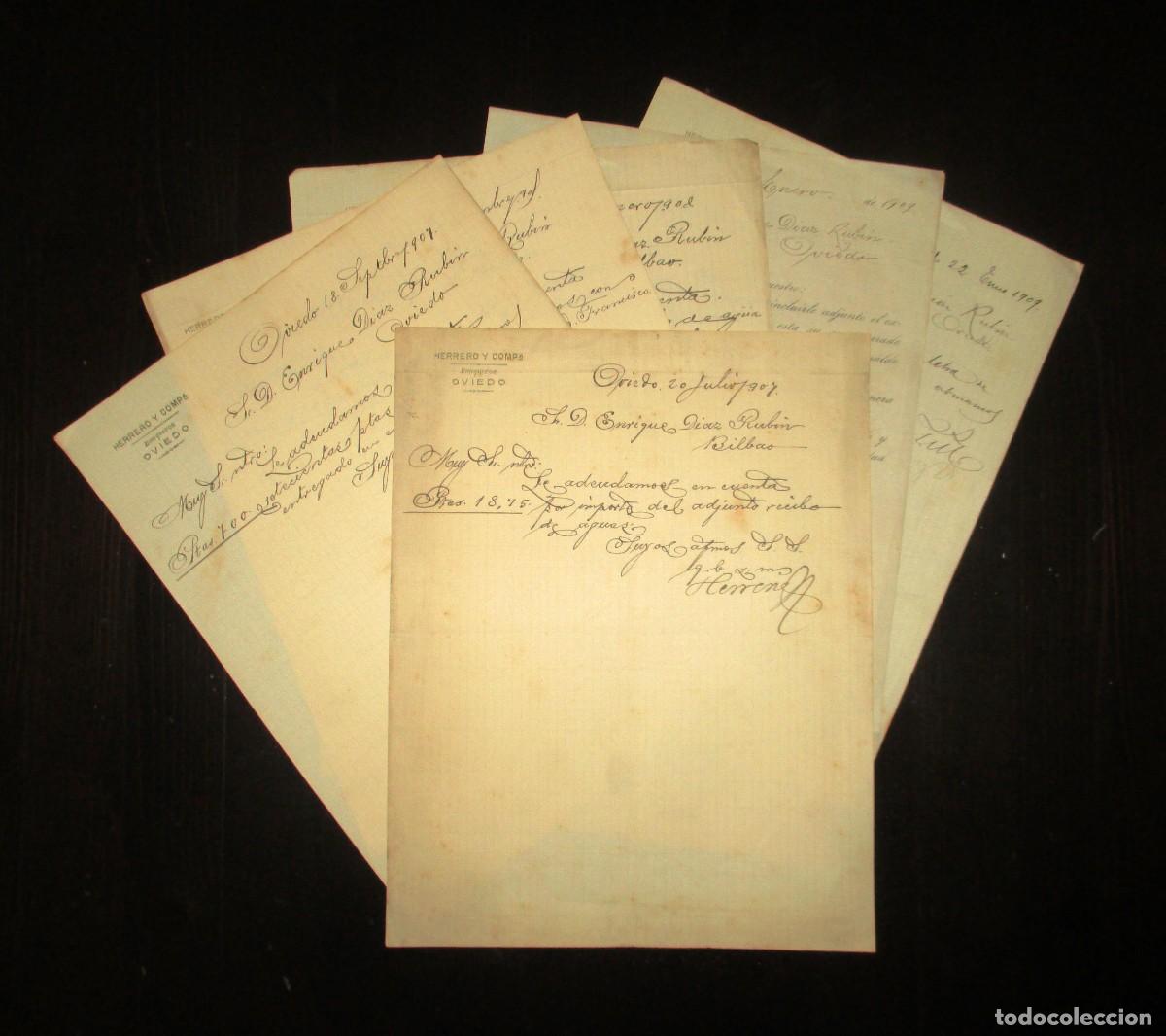Bank Documents: BANCO HERRERO, OVIEDO. SIETE DOCUMENTOS MANUSCRITOS FECHADOS DE 1905 A 1909.