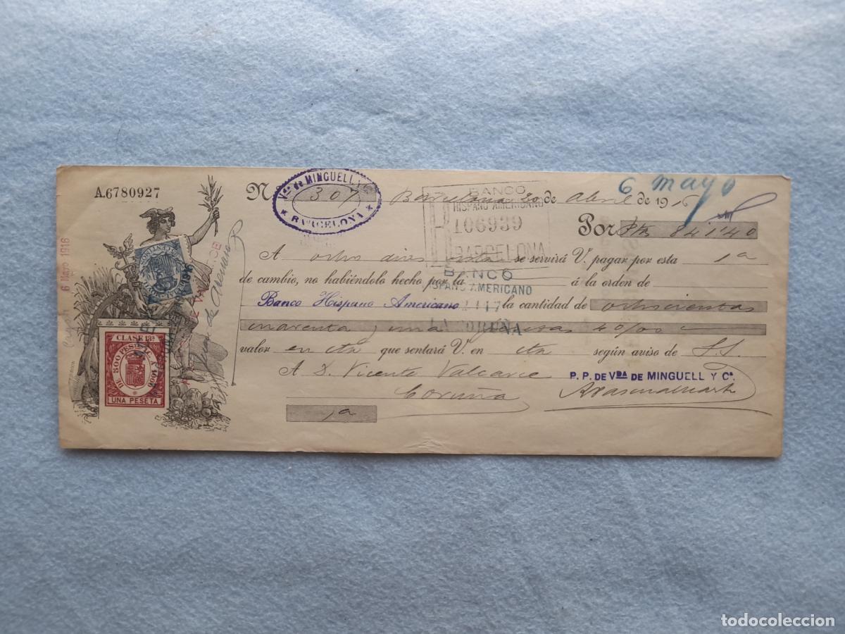 Documenti bancari: Letra de Cambio. Barcelona, 20 de Abril de 1916.