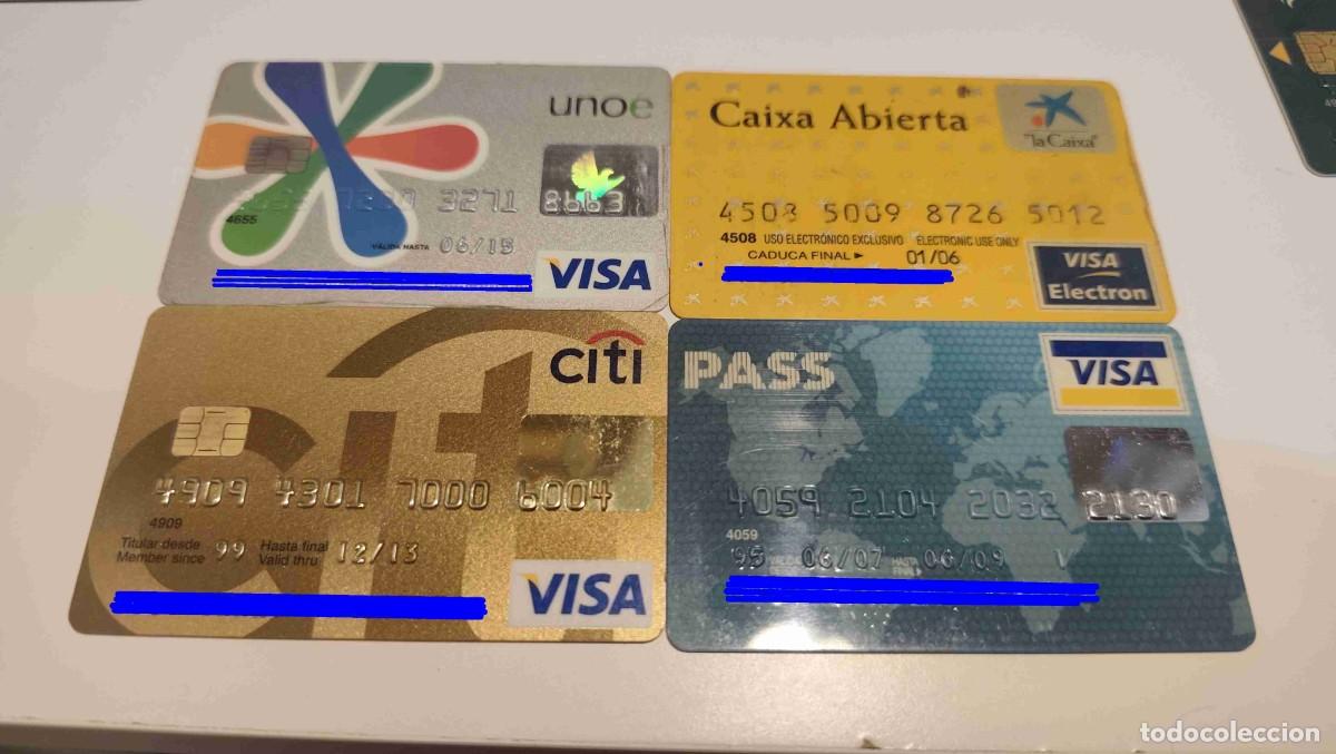 Documentos bancarios: LOTE DE 4 ANTIGUAS TARJETAS DE CREDITO - CADUCADAS - LAS DE LA FOTO