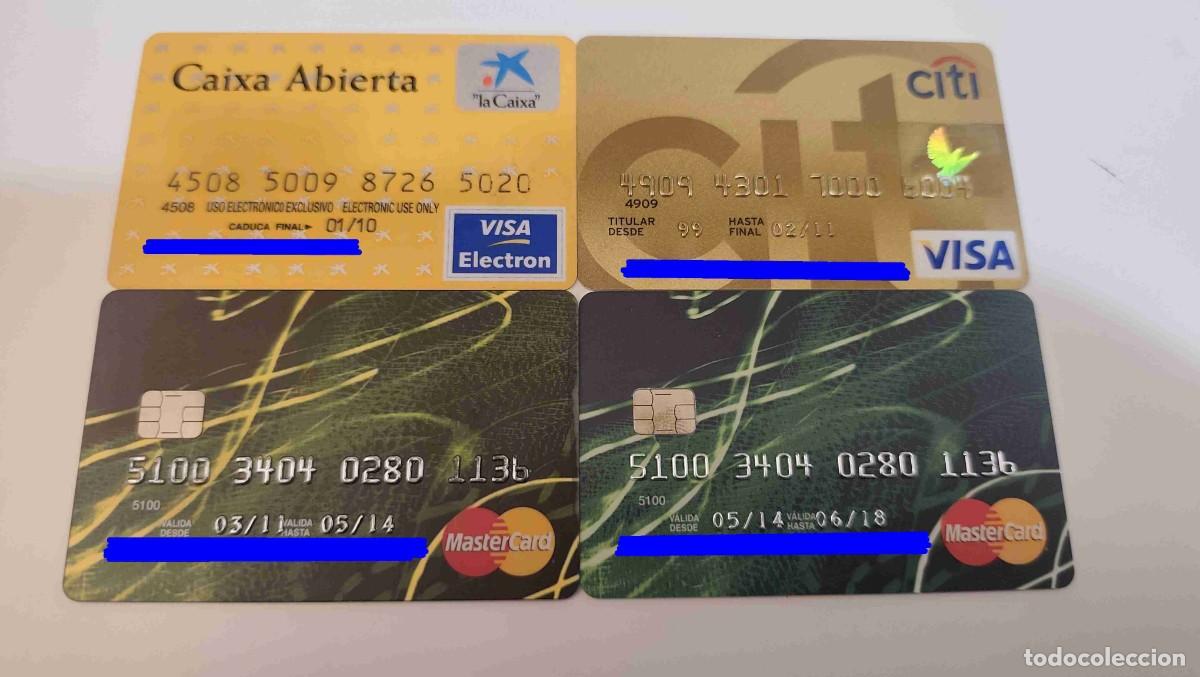 Documentos bancarios: LOTE DE 4 ANTIGUAS TARJETAS DE CREDITO - CADUCADAS - LAS DE LA FOTO - VER FOTO ADICIONAL