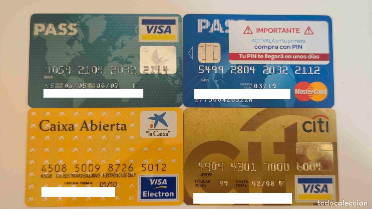 Documentos bancarios: LOTE DE 4 ANTIGUAS TARJETAS DE CREDITO - CADUCADAS - LAS DE LA FOTO