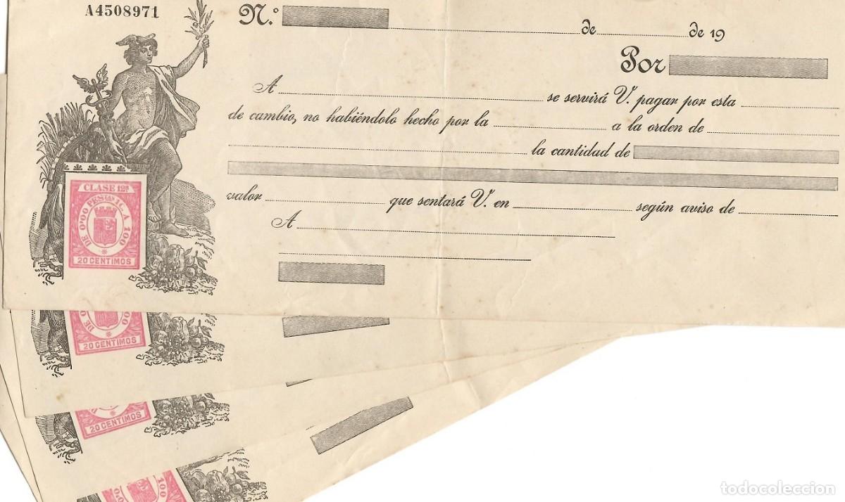 Documentos banc&aacute;rios: Lote 4 Letras de Cambio A&ntilde;os 50/60 - Clase 12&ordf; - 20 C&eacute;ntimos (2 Sin Rellenar) / Documentos bancarios