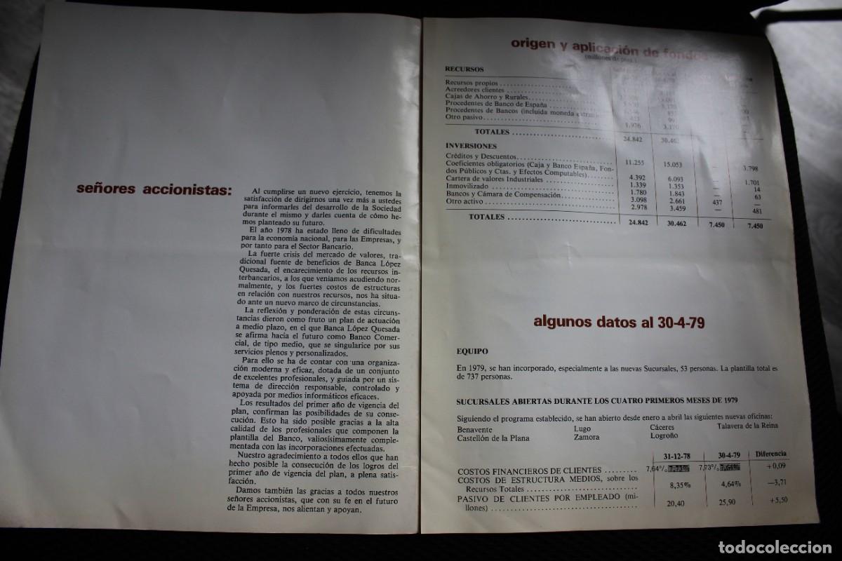 Documentos bancarios: TRIPTICO BANCA LOPEZ QUESADA - EXTRACTO MEMORIA EJERCICIO 1978 - TAMA&Ntilde;O A4 - Foto 2