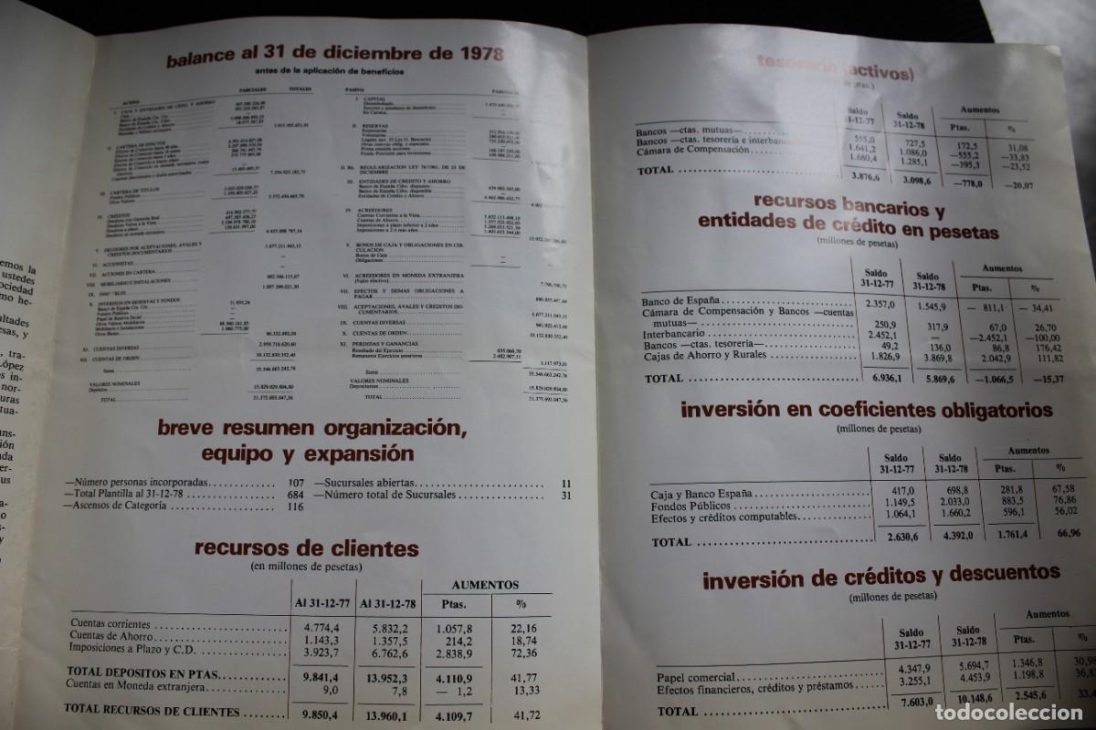 Documentos bancarios: TRIPTICO BANCA LOPEZ QUESADA - EXTRACTO MEMORIA EJERCICIO 1978 - TAMA&Ntilde;O A4 - Foto 3