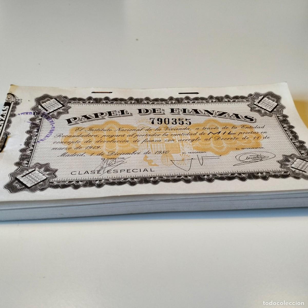 Bankdokumente: GRAN LOTE 49 NUMEROS CORRELATIVOS DE PAPEL FIANZAS. Valor 1000 euros