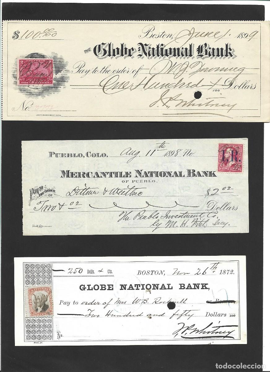 Bankdokumente: Lote (1) 12 Cheques muy Antiguos Estados Unidos a&ntilde;os 1870s a 1900s.