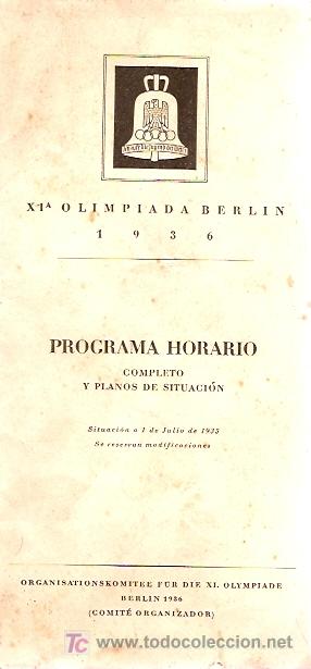 Coleccionismo deportivo: PROGRAMA XI OLIMPIADA BERLIN 1936 - Foto 1