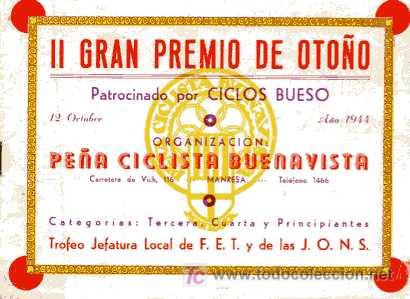 Coleccionismo deportivo: CICLISMO PROGRAMA II GRAN PREMIO DE OTO&Ntilde;O A&Ntilde;O 1944 - Foto 1