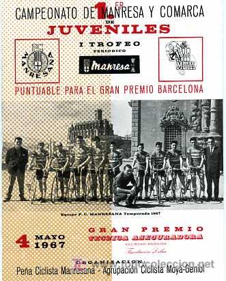Coleccionismo deportivo: CICLISMO PROGRAMA CAMPEONATO DE MANRESA Y COMARCA A&Ntilde;O 1967 - Foto 1