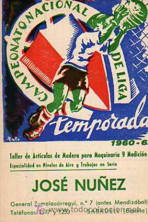 Collectionnisme sportif: CAMPEONATO NACIONAL DE LIGA 1960-61, PORTADA DEL SABADELL