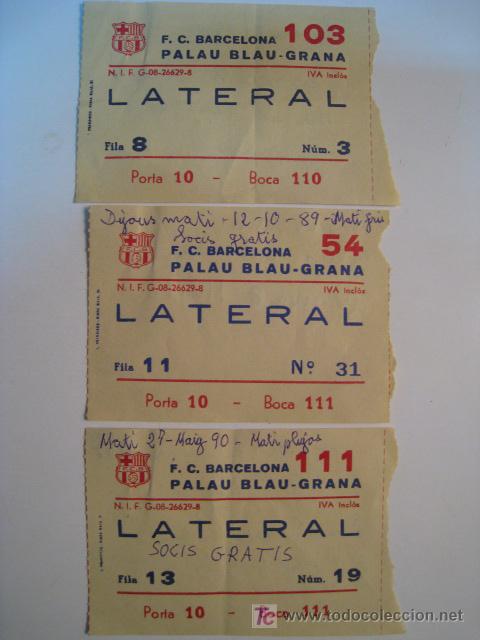 Sports collectibles: FC CF BARCELONA BAR&Ccedil;A. HOQUEI. LOTE 3 ENTRADAS 1989-1990