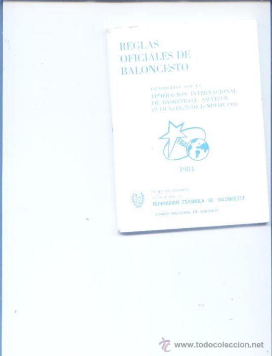 Sports collectibles: reglas oficiales de baloncesto.a&ntilde;&oacute; 1984.federacion espa&ntilde;ola de baloncesto