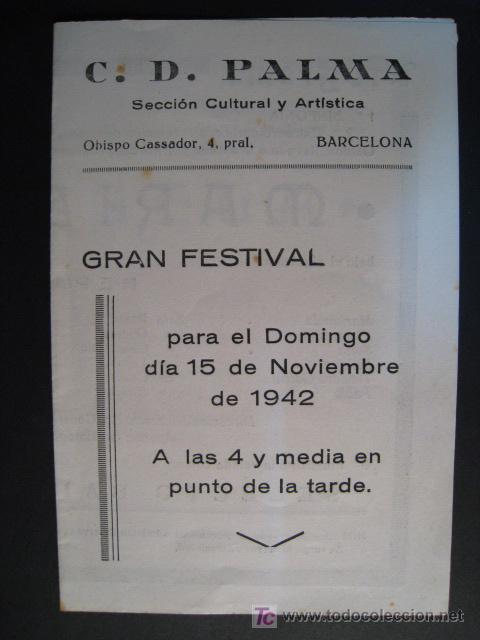 Coleccionismo deportivo: BAILE FAMILIAR MARINELA (C.D. PALMA) 1942. PROGRAMA - Foto 1