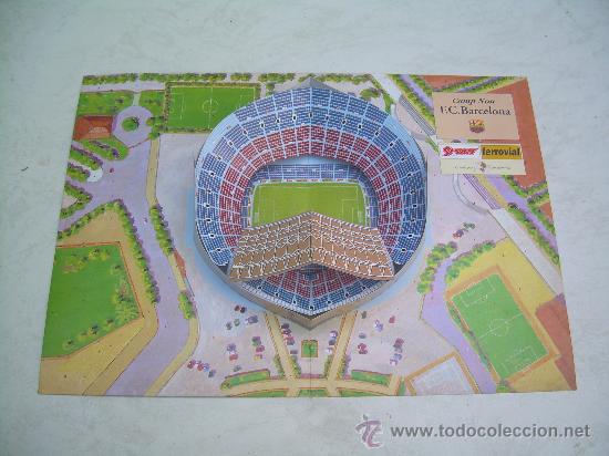 Sammelleidenschaft Sport: CARPETA DEL MILLOR ESTADI DEL MON - C.F.BARCELONA - MAQUETA DE PAPER DEL CAMP NOU .