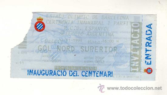Sammelleidenschaft Sport: INVITACI&Oacute;N USADA PARA EL D&Iacute;A DE LA CELEBRACI&Oacute;N DEL CENTENARIO DEL R.C.D. ESPANYOL DE BARCELONA