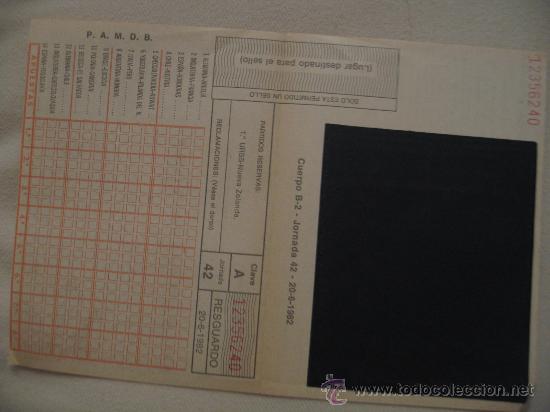 Coleccionismo deportivo: Boleto de Quinielas. 1982.  Jornada 42 - Foto 2