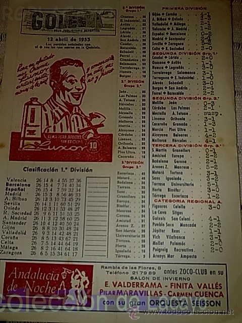Collectionnisme sportif: GOLES PUBLICITARIA DEPORTIVA A&Ntilde;O 1955-1