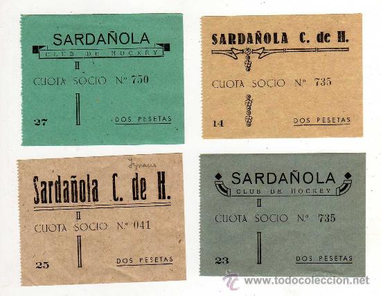 Collectionnisme sportif: SARDA&Ntilde;OLA CLUB DE HOCKEY, 4 ENTRADAS DIFERENTES