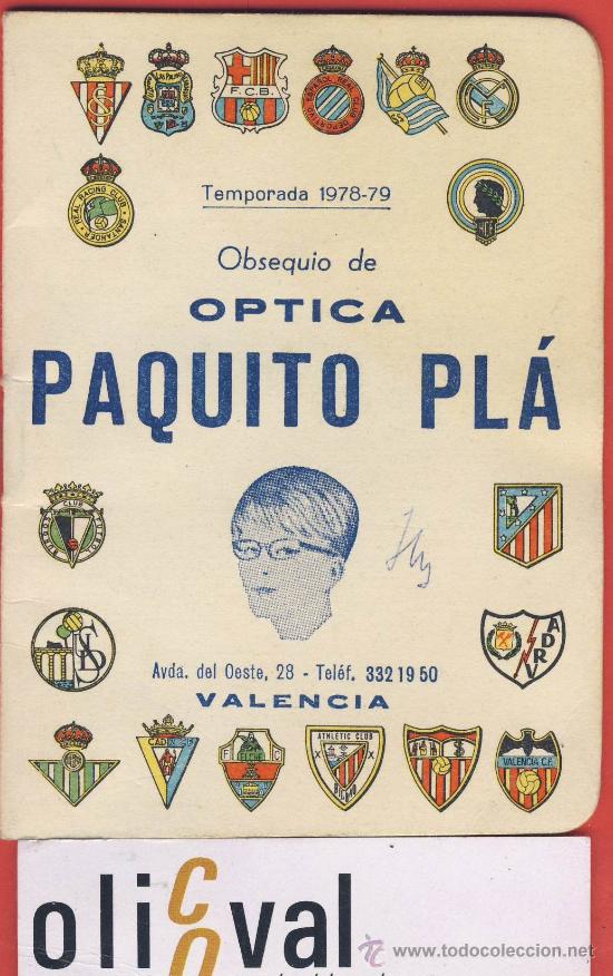 Sammelleidenschaft Sport: programa temporada 1978-79-obsequio de optica paquito pl&aacute;-20 pag.