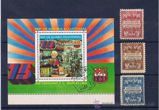 Sammelleidenschaft Sport: hojita conmemorativa Guinea Ecuatorial 75 aniv Barcelona i serie completa ayuntamiento