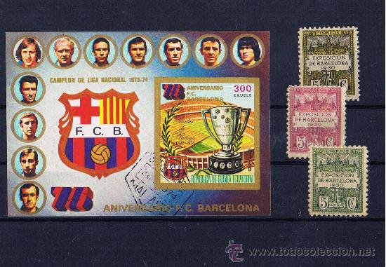 Sammelleidenschaft Sport: hojita conmemorativa Guinea Ecuatorial 75 aniv Barcelona i serie completa ayuntamiento