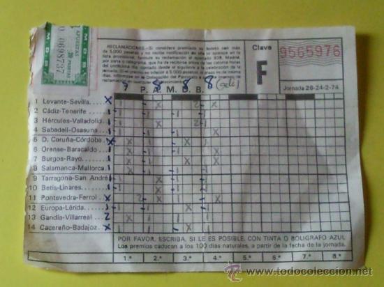 Coleccionismo deportivo: QUINIELA DEPORTIVA DE1974CU&Ntilde;ADA - Foto 1