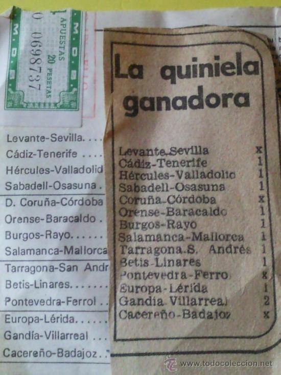 Coleccionismo deportivo: QUINIELA DEPORTIVA DE1974CU&Ntilde;ADA - Foto 3