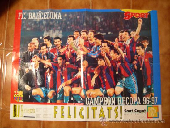 Coleccionismo deportivo: F.C BARCELONA .POSTER CAMPEON DE LA RECOPA 96-97 - Foto 1