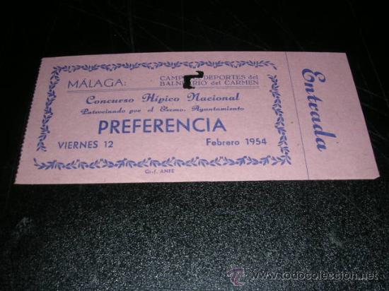Sports collectibles: MALAGA - ENTRA CAMPOS DE DEPORTES DEL BALNEARIO DEL CARMEN 1954,- CONCURSO HIPICO NACIONAL