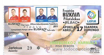 Coleccionismo deportivo: ENTRADA FINAL PAREJAS 2011 EN BILBAO - Foto 1