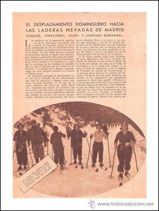 Sports collectibles: ESQU&Iacute; EN MADRID. GUADARRAMA. 1932. DOS HOJAS REVISTA.